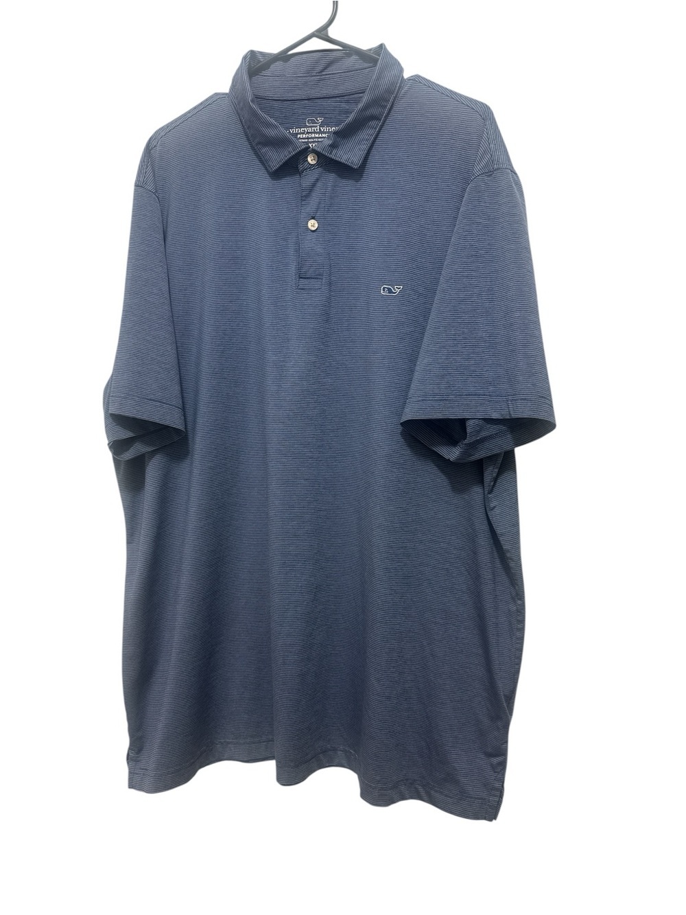 Polyester performance polo shirt, Vineyard Vines,striped design with whale logo